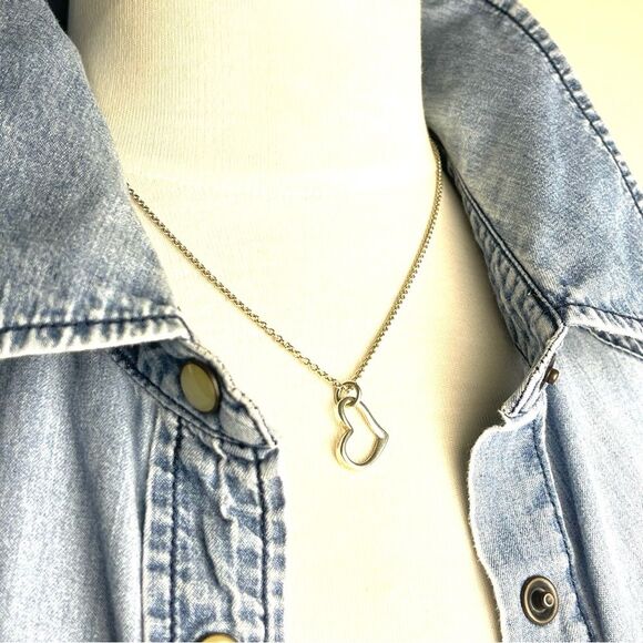 Sterling Silver Floating Open Heart Charm Pendant Necklace | 925 Jewelry Gift - Picture 4 of 12